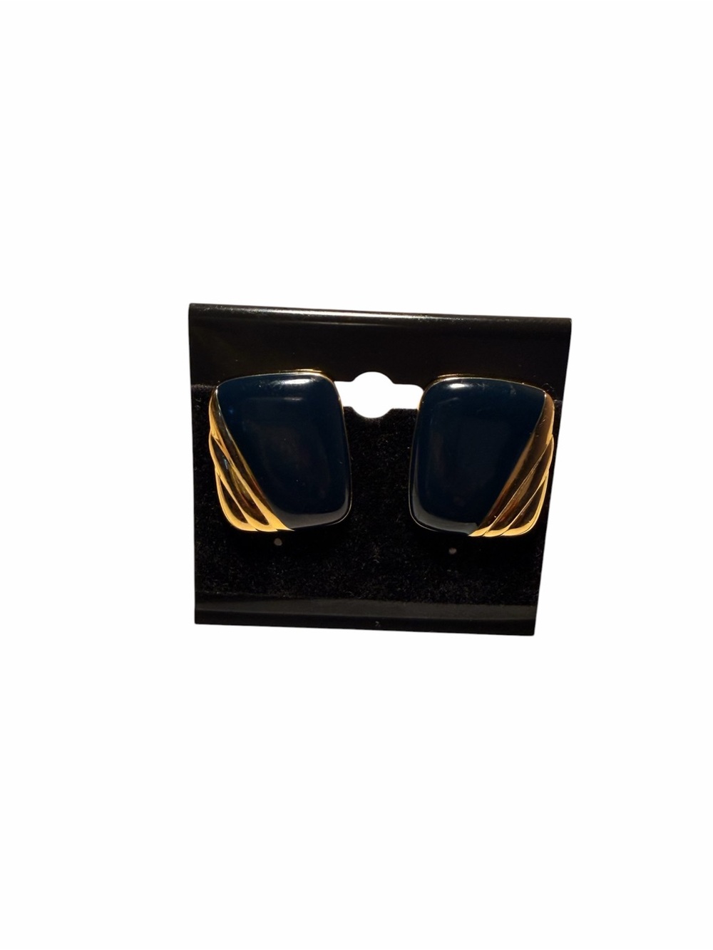 Navy and Gold Geometric Clip-On Earrings